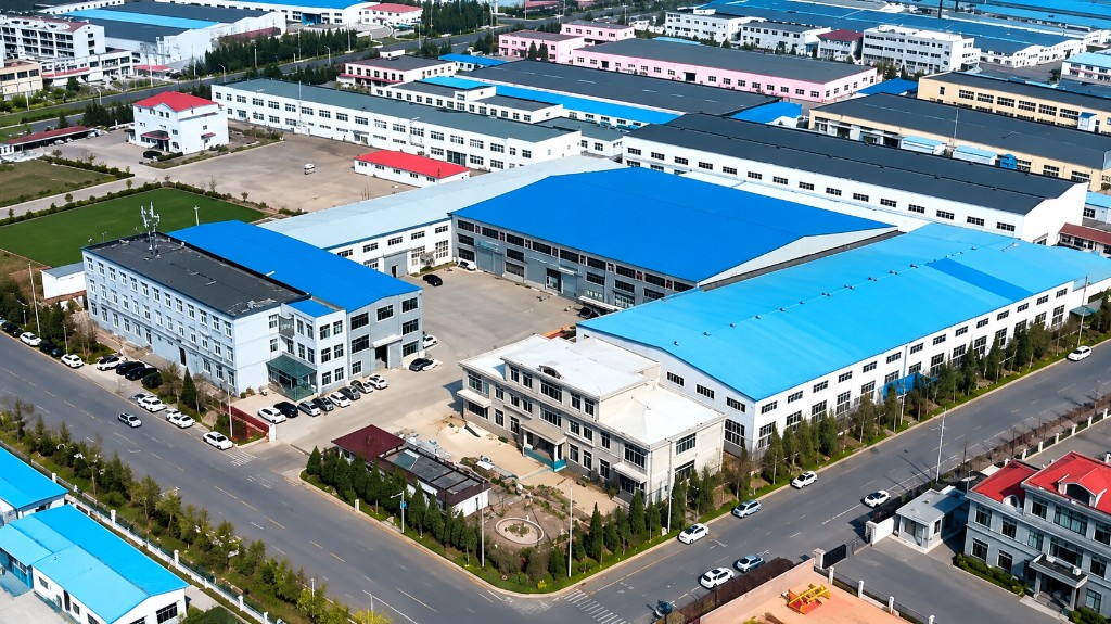 Aerial view of the LEADMAN Fitness manufacturing campus and production plants